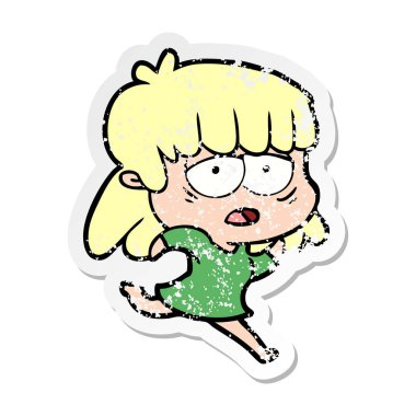 bir çizgi film yorgun kadın sıkıntılı etiket