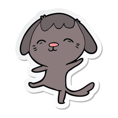 bir mutlu çizgi film dans eden köpek etiket