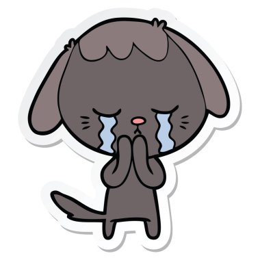 etiket bir karikatür ağlayan köpek