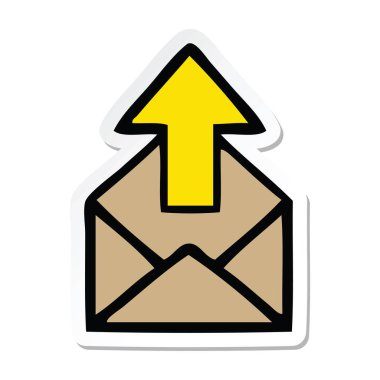 ok sevimli çizgi zarfla etiket