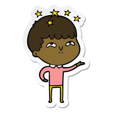 bir çizgi film hayran çocuğun etiket