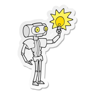 ampul ile bir çizgi film robot Sticker