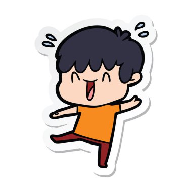 etiket bir karikatür gülen çocuk