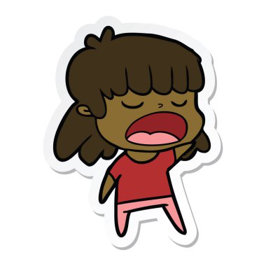 yüksek sesle konuşuyor karikatür kadın etiketi