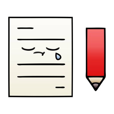 bir test kağıt degrade gölgeli çizgi film