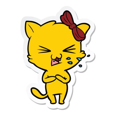 etiket bir karikatür kedi