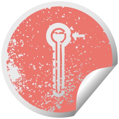 sıkıntılı dairesel peeling etiket sembolü sıcak termometre