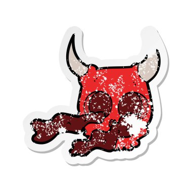 bir karikatür Retro sıkıntılı etiket Cadılar Bayramı kafatası