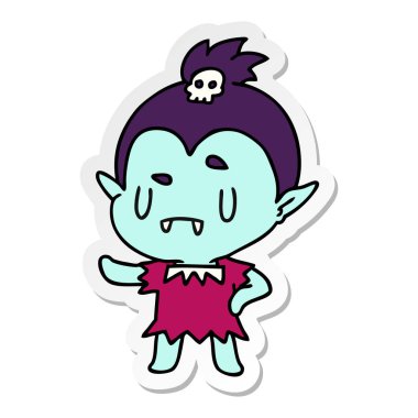 etiket çizgi film illüstrasyon kawaii şirin vampir kız