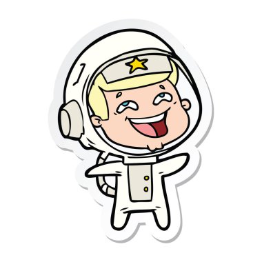 bir çizgi film gülen astronotun etiket