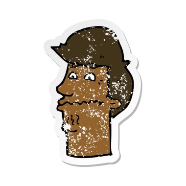 bir çizgi film gergin adam Retro sıkıntılı etiket