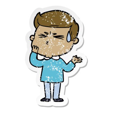 terleme bir çizgi film adamın sıkıntılı etiket