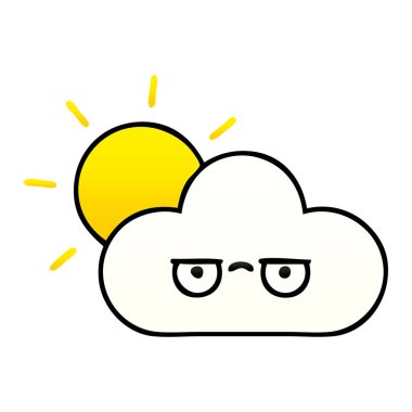 Degrade gölgeli karikatür güneş ve bulut