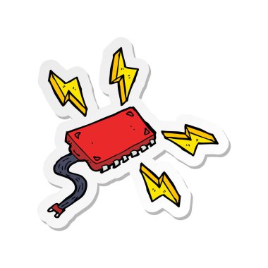 bir çizgi film bilgisayar çipi etiket