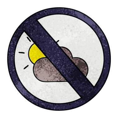 Retro grunge doku karikatür bir hava uyarı işareti