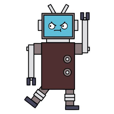 sevimli çizgi bir robot