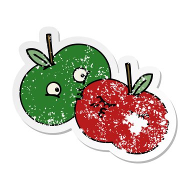 sevimli çizgi sulu elma sıkıntılı etiket