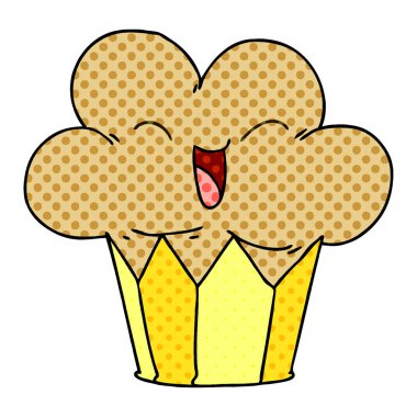 çizgi roman tarzı ilginç karikatür mutlu cupcake