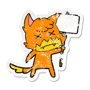 bir çizgi film ölü Fox protesto işareti ile sıkıntılı etiket