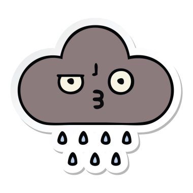 sevimli çizgi fırtına yağmur bulutu etiket