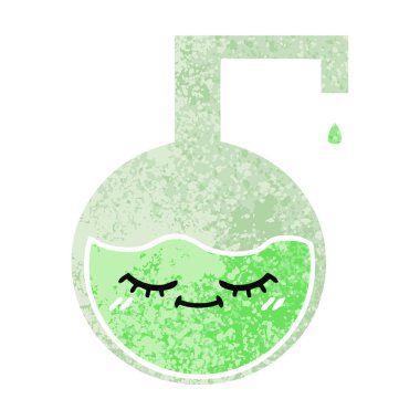 Retro illüstrasyon stil karikatür bir bilimsel deney 