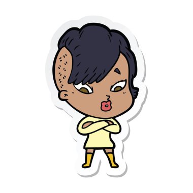 bir çizgi film sürpriz kız etiketi