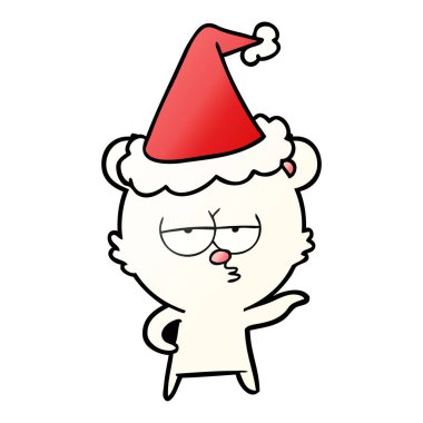 sıkılmış kutup ayısı degrade çizgi film giyen Noel Baba şapkası