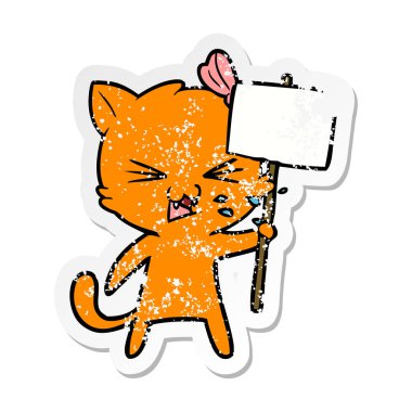 bir karikatür kedi sıkıntılı etiket