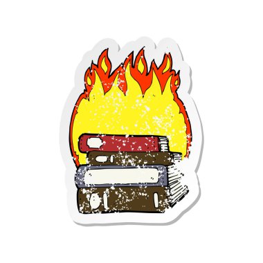 Retro sıkıntılı etiket kitap yazma bir karikatür