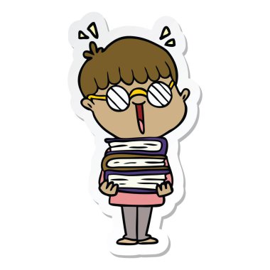 inanılmaz kitaplar ile bir karikatür çocuk Sticker