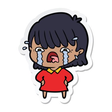 etiket bir çizgi film kız ağlıyor