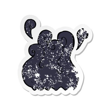 Siyah duman karikatür öğesinin Retro sıkıntılı etiket