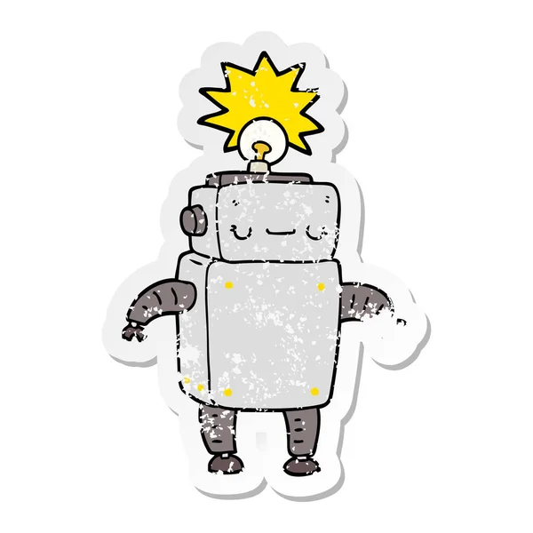 漫画のロボットの苦しめられたステッカー — ストックベクタ