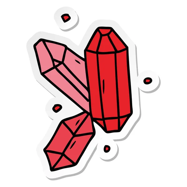 Autocollant dessin animé gribouille de pierres précieuses de cristal — Image vectorielle