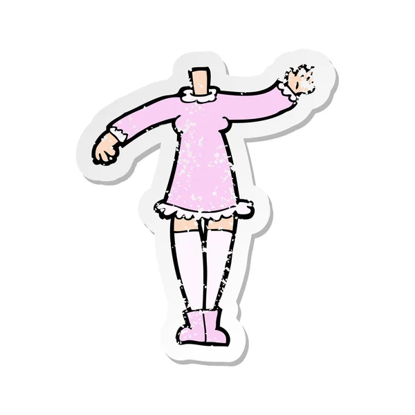 Retro Distressed Sticker Cartoon Female Body — Stock Vector
