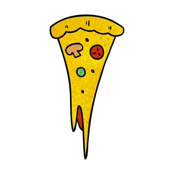 Dibujado Mano Dibujos Animados Con Textura Garabato Una Rebanada Pizza — Vector de stock