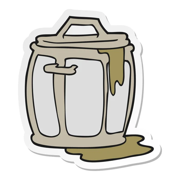 Etiqueta Desenho Animado Lata Lixo Sujo — Vetor de Stock