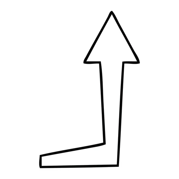 Line Drawing Quirky Cartoon Arrow — Stock Vector