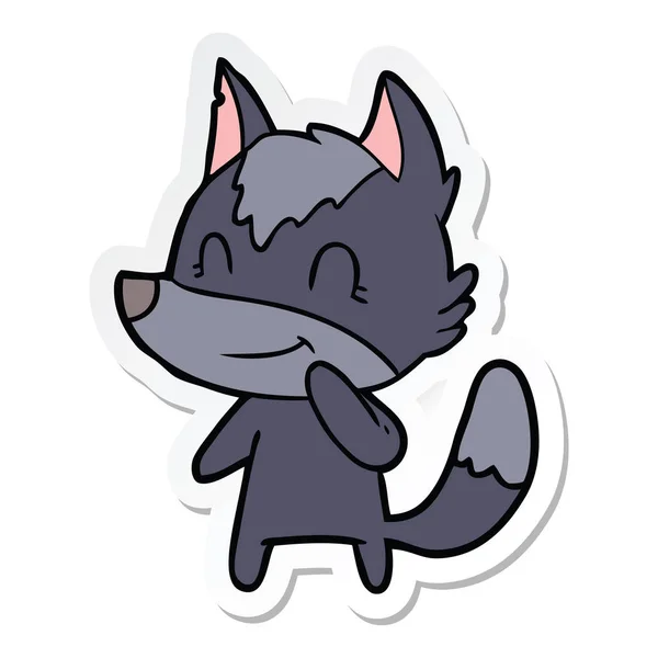 Sticker van een vriendelijke cartoon wolf — Stockvector