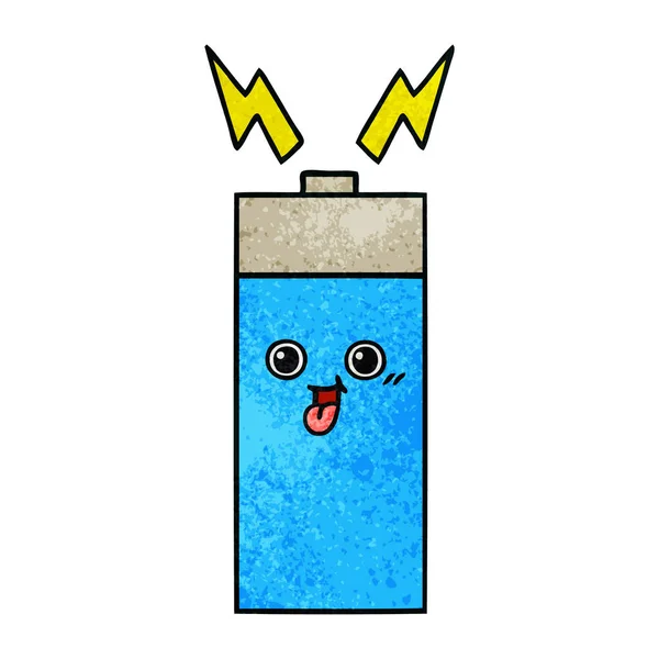 バッテリーのレトロなグランジ テクスチャ漫画 — ストックベクタ