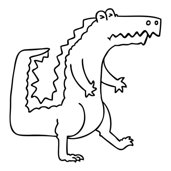 Linea eccentrico disegno cartone animato coccodrillo — Vettoriale Stock