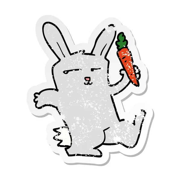 Наклейка на кролика с морковкой — стоковый вектор
