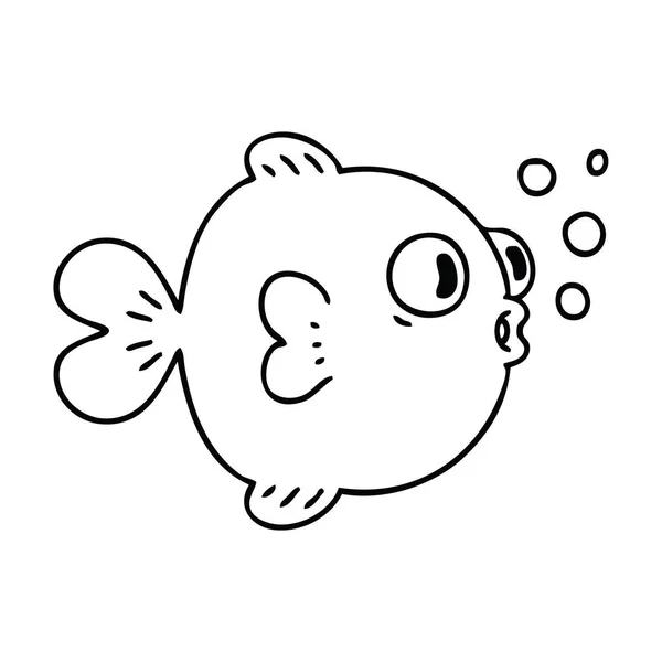 Kreslení Čar Bizarní Kreslených Ryby — Stockový vektor
