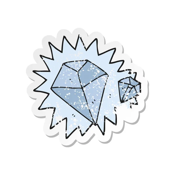 Retro Distressed Nálepka Kreslený Diamantů — Stockový vektor