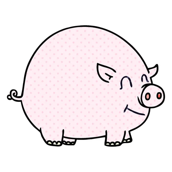Estilo Banda Desenhada Peculiar Porco Cartoon — Vetor de Stock