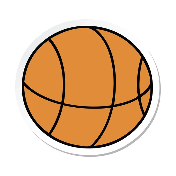 かわいい漫画のバスケット ボールのステッカー — ストックベクタ