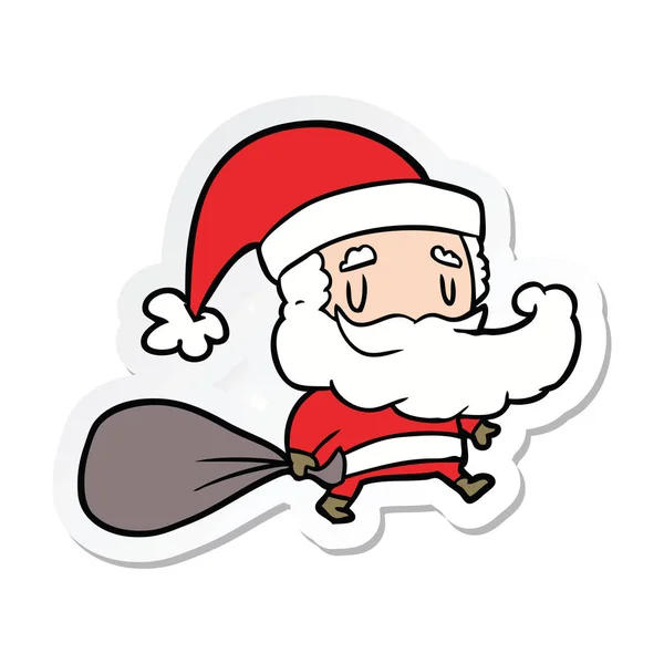 Pegatina Una Caricatura Santa Claus Con Saco — Archivo Imágenes Vectoriales