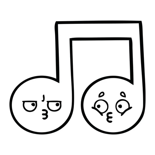 Línea Dibujo Dibujos Animados Una Nota Musical — Vector de stock