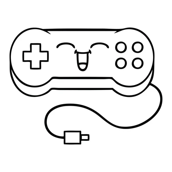 Línea dibujo dibujos animados juego controlador — Vector de stock