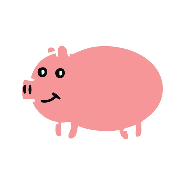 Düz renk retro karikatür domuz — Stok Vektör